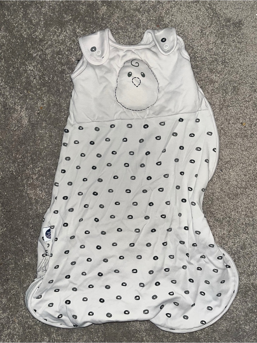 Nested Bean White Sleep Sack with Chick Embroidery and Polka Dot Bottom